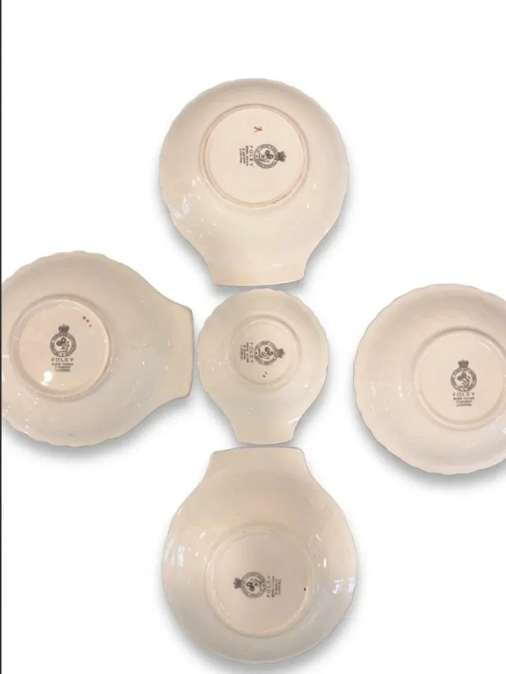 Vintage Foley Bone China Shell Dishes Stoniers Liverpool Gold Trim Set of 5